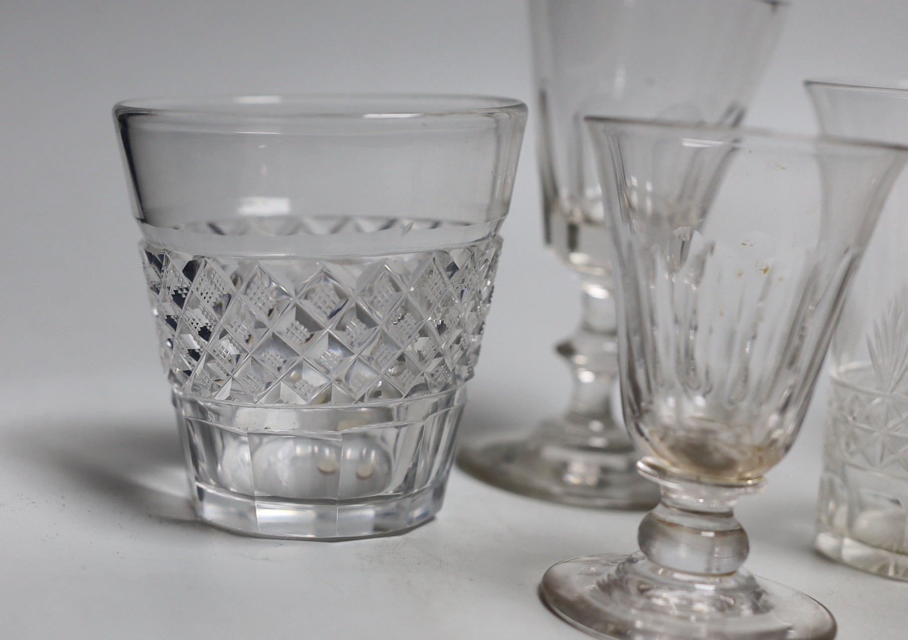 A group of late Georgian to early 20th century panelled or cut drinking glasses (13)